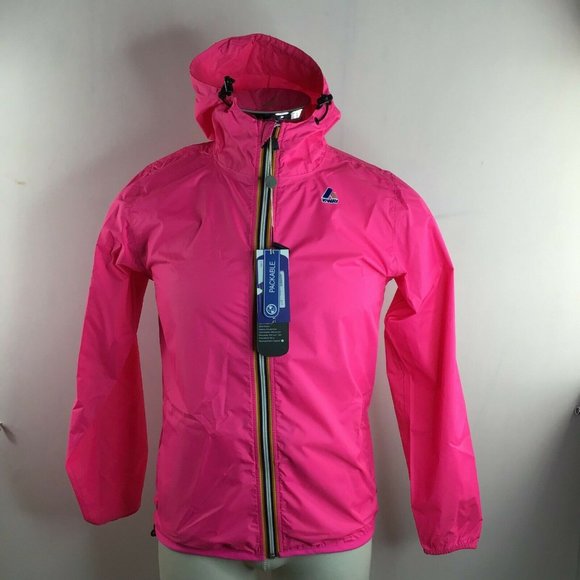K-WAY Fuchsia Pink Windbreaker Jacket Hooded Sz S - Picture 1 of 10